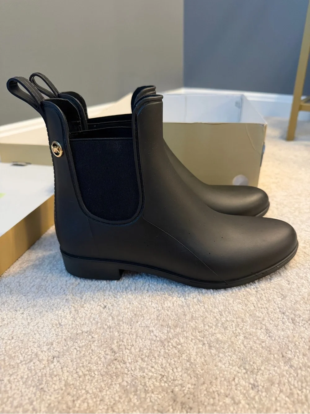 Michael Kors Matte Black Chelsea Ankle Rain Booties